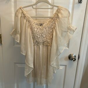 Anthropologie Cream Lace Blouse